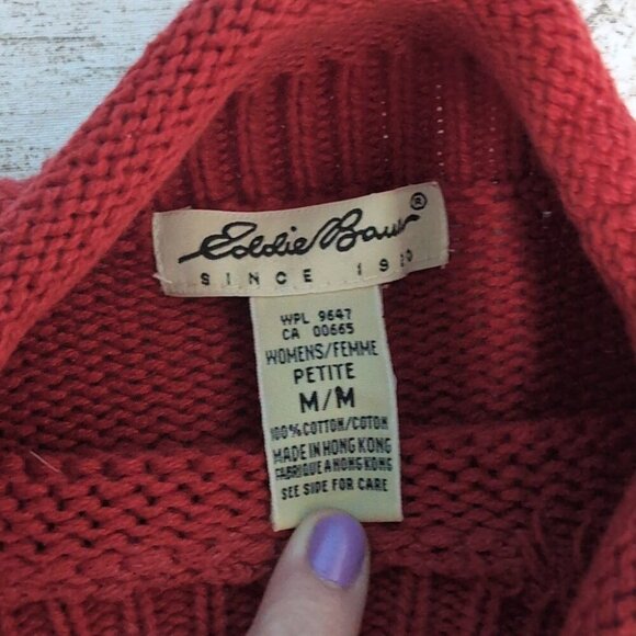 Vintage Eddie Bauer Fair Isle Knit Mockneck Sweater Women Petite Medium - Picture 3 of 6